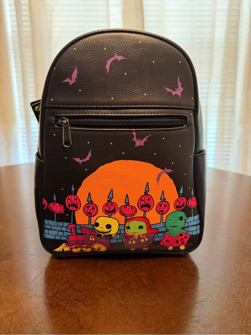 Funko Black Mini Backpack with Orange Sunset and Colorful Character Prints